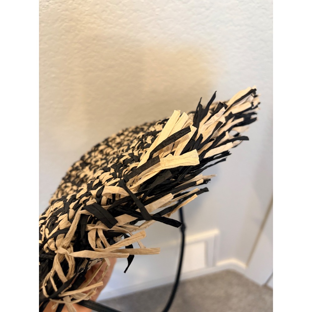 Clare V. Lune Black Cream Raffia Fringe Crescent Shoulder Bag - Picture 8 of 8